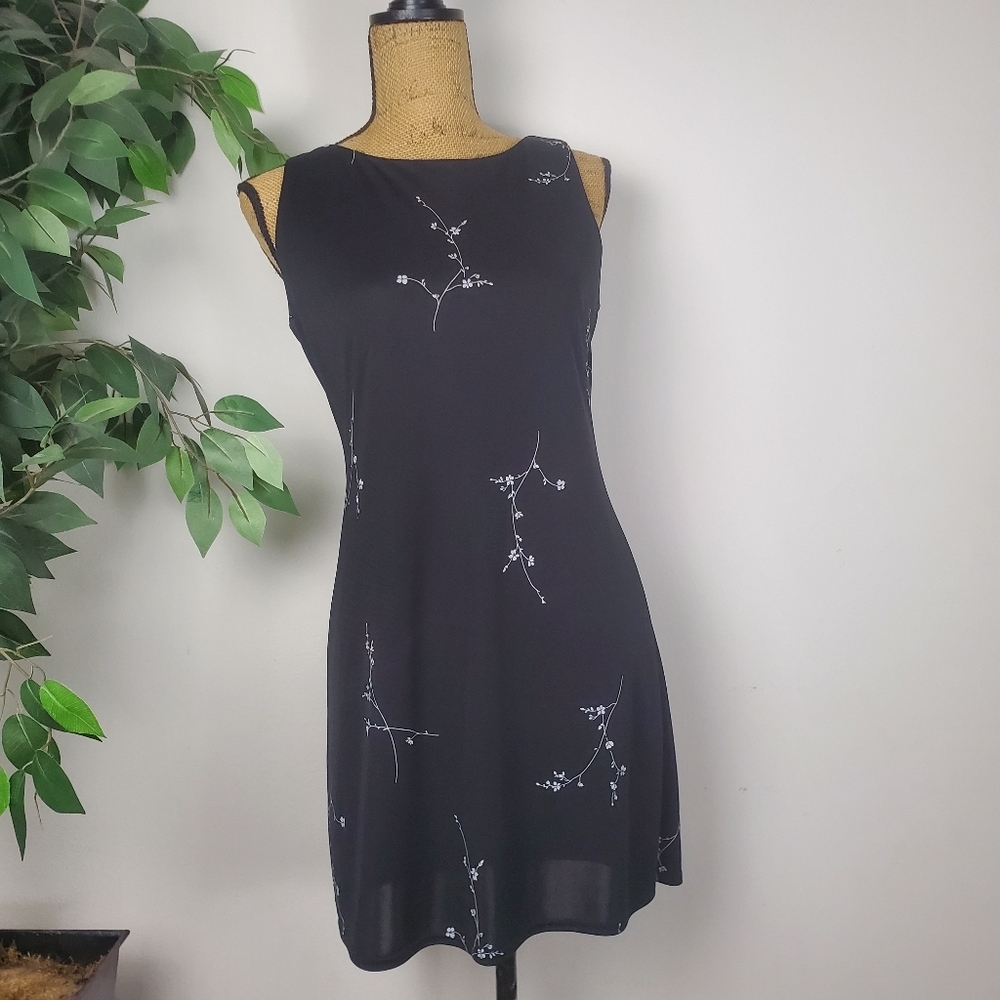 Jalate Dress Women's Size Medium Y2K 90s Black Short Cut & Sheer